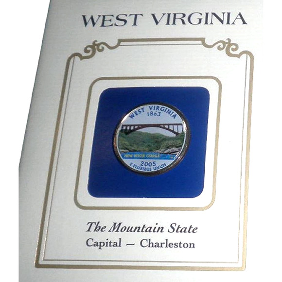 WEST VIRGINIA COLORIZED QUARTER & FIRST DAY COVER - POSTAL COMMEMORATIVE SOCIETY - Picture 2 of 4